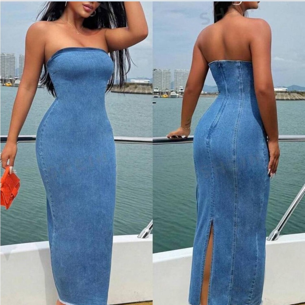 Denim stretchy dress